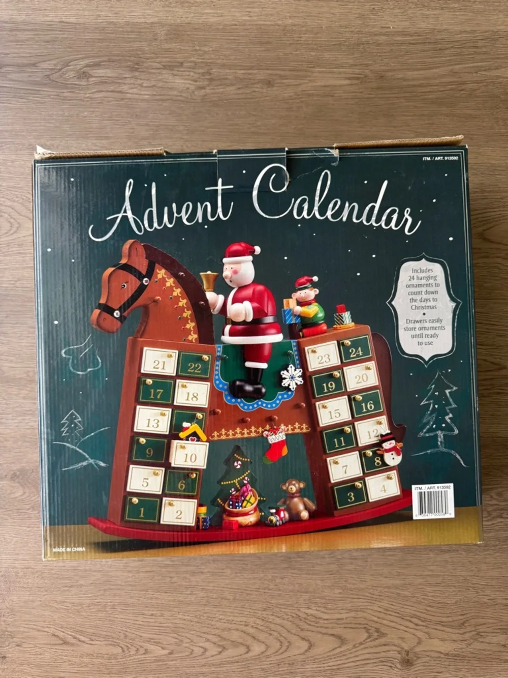 Costco Christmas Wooden Rocking Horse Santa Advent Calendar With Toys-FLAWED